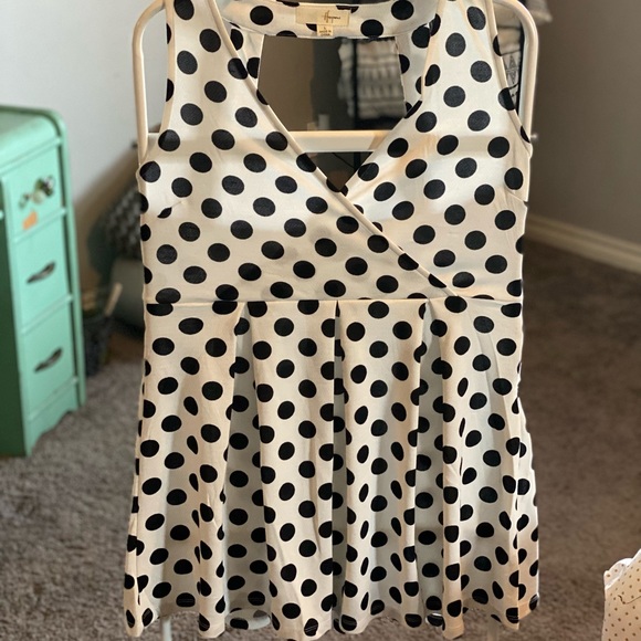 Black and White Polka Dot Dress, Size L - Picture 2 of 3